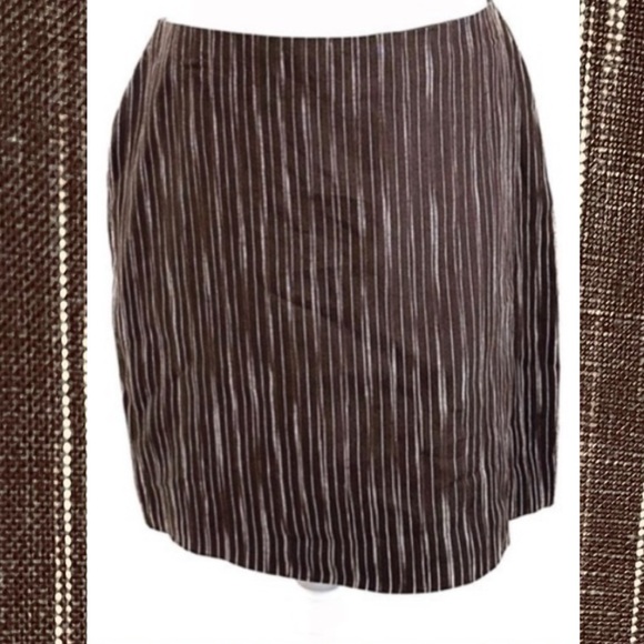 Kenneth Cole NY Linen Mini Coffee Brown Woven Short Skirt Office Party NWT - Picture 3 of 16